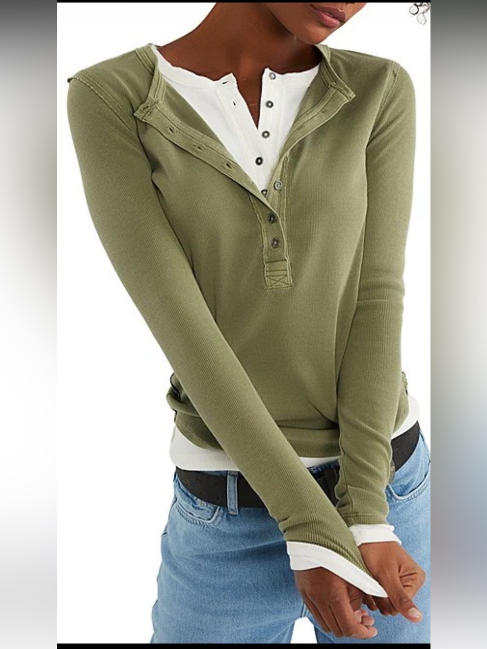NWT🌷Free People Jamie V-Neck Long Sleeve Top